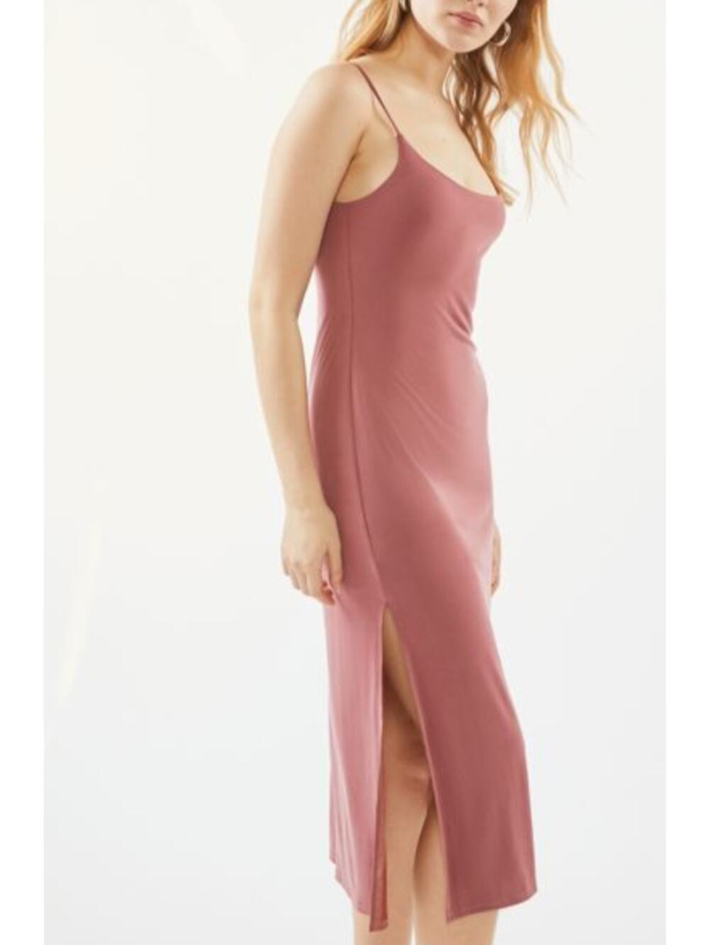 Urban Outfitters Bilboa Cupro Side-Slit Slip Dress Maroon M NWT
